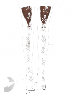 Zwarte Sheer Panty met Skelet Print. Je kunt de print aan de voor- of achterkant dragen.