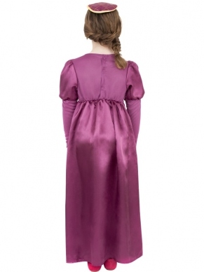 Tudor Meisjes Verkleedkleding. Inbegrepen is de mooie lange jurk met lange mouwen en het haarstukje.