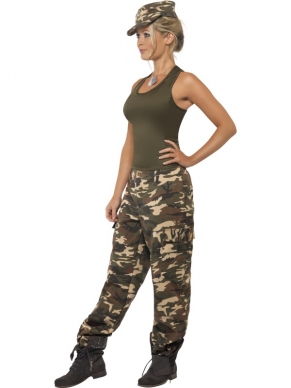 Khaki Camo Camouflage Leger Army Kostuum met Top en Camouflage Broek. De Leger Army Accessoires verkopen we los. Leuk voor Carnaval of andere themafeesten. 