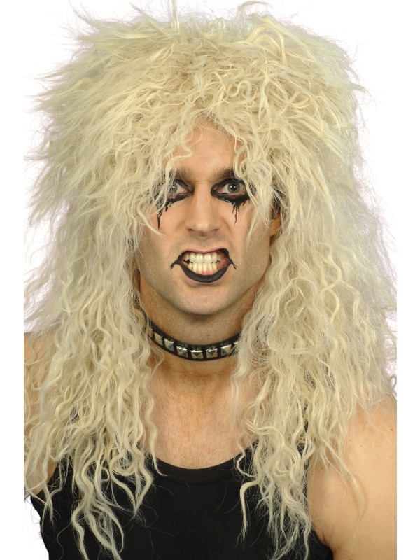 Funcky Lange Blonde Hard Rocker Pruik voor 1980's Punk Themafeesten of Carnaval.