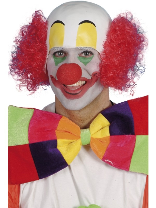 Clown Pruik met rubberen bovenkant en rood haar. 