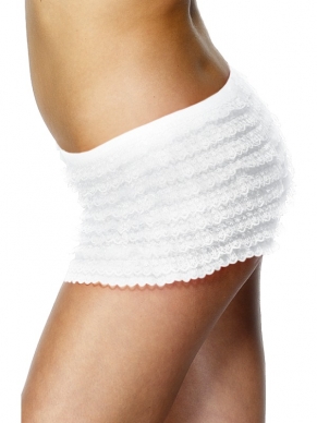 Wit Kanten Onderbroekje met Laagjes - mooi broekje voor onder sexy rokjes en jurkjes. Verkrijgbaar in 1 maat (one size fits most).