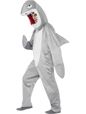 Geweldig compleet verkleedkostuum haaien bodysuit met hoody. We verkopen nog veel meer dieren verkleedkostuums. Dit kostuum is verkrijgbaar in 1 maat. 