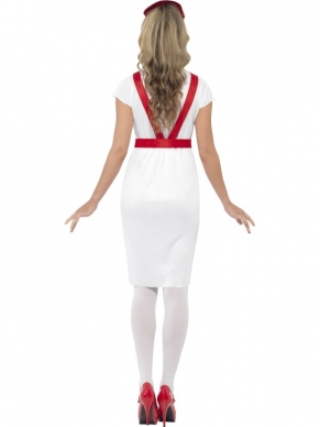 Leuk kostuum voor een scherpe prijs: Rood Wit Zuster Dames Verkleedkostuum met witte jurk en rood schort en zusterkapje (in het rood). We verkopen leuke zuster accessoires met hoge kortingen bij dit kostuum. 