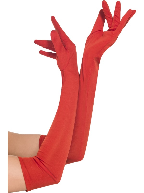 Rode Lange Handschoenen - 52 cm lang tot over de ellebogen. Verkrijgbaar in diverse kleuren.