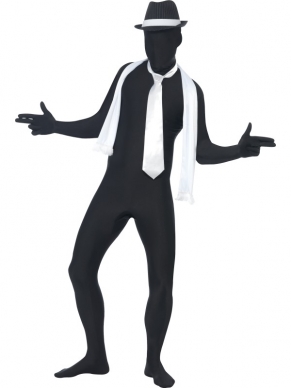 Second Skin Morph Suit Verkleedkleding. Originele morphsuit in de kleur zwart. De morphsuits zijn gemaakt van stretch lycra, waardoor het zich naadloos aanpast aan ieder figuur. Er zit een openening onder de kin en bij het kruis. U krijgt er ook een zwart heuptasje bij. 