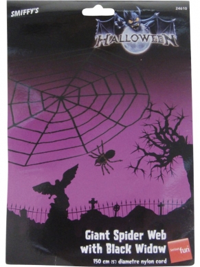 Zwart Spinnenweb met Spin Halloween Versiering - leuk voor Halloween of een themafeest!