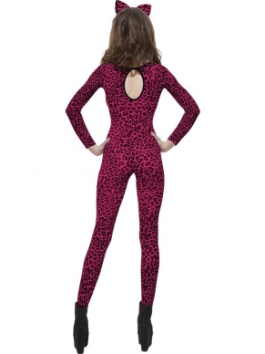 Roze Luipaard Print Sexy Bodysuit. Verkrijgbaar in 1 maat (ongeveer XS-M)