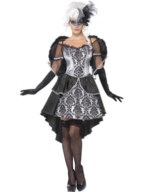 Dark Angel Masquerade Dames Halloween Kostuum. Mooie jurk met mooie details en kant en de zwarte vleugels. De accessoires verkopen we los. 