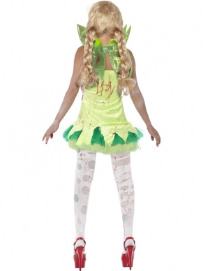 Zombie Fairy Horror Dames Verkleedkostuum. Inbegrepen is de jurk met tutu rok en latex borstkas en vleugels. De horror accessoires verkopen we los met hoge kortingen. 