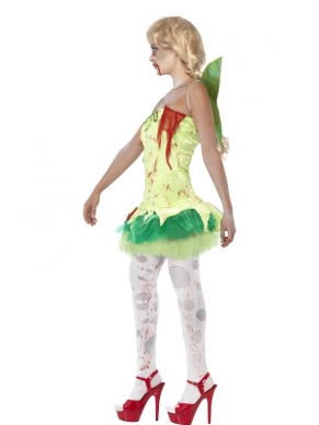 Zombie Fairy Horror Dames Verkleedkostuum. Inbegrepen is de jurk met tutu rok en latex borstkas en vleugels. De horror accessoires verkopen we los met hoge kortingen. 