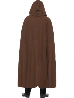 Gravekeepers Halloween Kostuum in het bruin. Een compleet gravekeeper kostuum met mantel en kap, te verkrijgen in de maat one-size-fits-all.