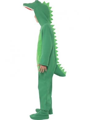Krokodil Onesie Kinder Kostuum - onesie met krokodil print en capuchon met krokodil bek. We verkopen nog veel meer leuke onesies in onze webshop!
