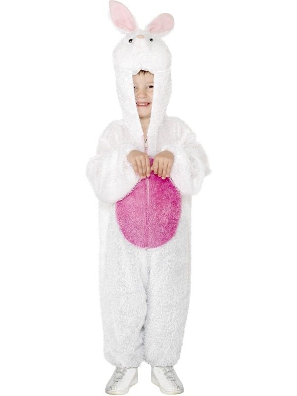 Konijn Kinder Verkleedkleding met muts. Compleet konijnen bodysuit met muts.