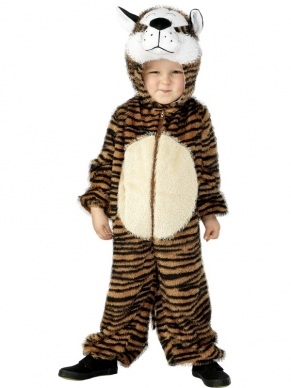 Tijger Kinder Verkleedkleding. Leuke tijger bodysuit met tijger hoofd.