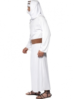 Lawrence of Arabie Soldaat Verkleedkleding. Inbegrepen is het lange witte gewaad met riem en hoofddeksel.