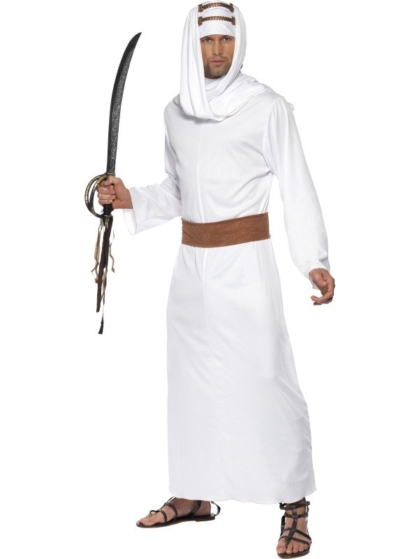 Lawrence of Arabie Soldaat Verkleedkleding. Inbegrepen is het lange witte gewaad met riem en hoofddeksel.