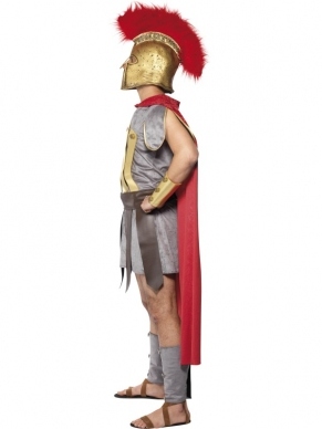 Roman Warrior Romeinse Soldaat Verkleedkleding. Compleet heren kostuum met tuniek met cape, arm en enkelbanden en armour rok.