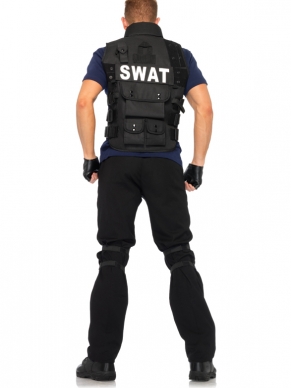 4 Delig Swat Commander Kostuum Set Met Vest, Shirt, Kniestukken En Vinger Loze Handschoenen