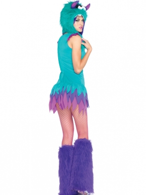 Wil jij er kleurrijk bijlopen op je verkleedfeestje? Het Fuzzy Frankie Kostuum kan je daar bij helpen. Met blauw/paarse jurk en fuzzy monster muts word je zeker nagekeken.