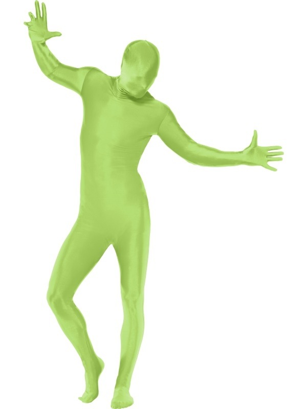 Second Skin Morph Suit Verkleedkleding. Originele morphsuit in de kleur groen. De morphsuits zijn gemaakt van stretch lycra, waardoor het zich naadloos aanpast aan ieder figuur. Er zit een openening onder de kin.