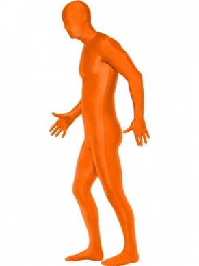 Second Skin Morph Suit Verkleedkleding. Originele morphsuit in de kleur oranje. De morphsuits zijn gemaakt van stretch lycra, waardoor het zich naadloos aanpast aan ieder figuur. Er zit een openening onder de kin.