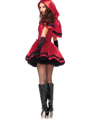 Roodkapje is veels te gewoon. Het Gothic Red Riding Hood Kostuum is veel spannender en je valt zeker op op een verkleedfeestje. Het setje bestaat uit een jurk met details van kant en een barok motief en natuurlijk een bijpassende kraag met capuchon.