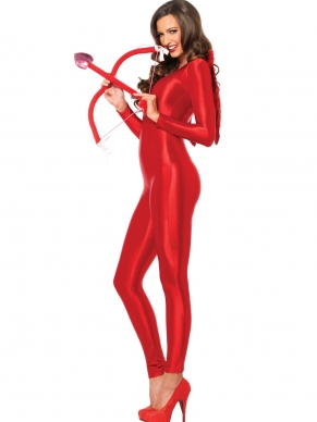 Wil je graag nagekeken worden op een verkleedfeestje. Het Devil Catsuit zorgt er zeker voor dat je opvalt op een feestje. De Catsuit is gemaakt van Elasthaan voor een glimmend effect. De rits zit op de achterzijde van het kostuum.