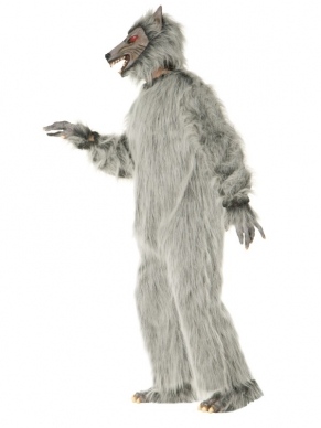 Top Kwaliteit!! Weerwolf Grijs Heren Verkleedkleding. Prachtig verkleedkleding. Inbegrepen is het complete grijze wolvenpak, de handen en het masker.