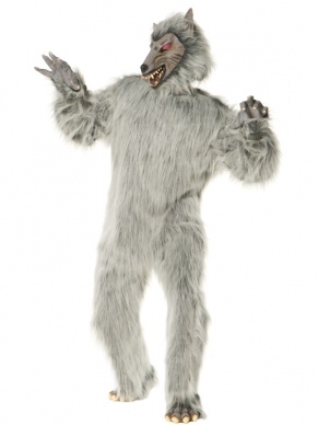 Top Kwaliteit!! Weerwolf Grijs Heren Verkleedkleding. Prachtig verkleedkleding. Inbegrepen is het complete grijze wolvenpak, de handen en het masker.