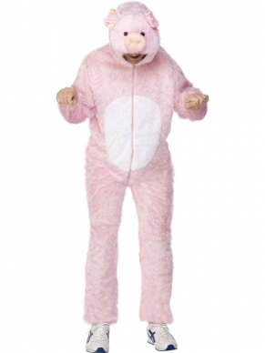 Varken Pig Heren Verkleedkostuum Jumpsuit met hoody. Compleet kostuum voor Carnaval of themafeest. We verkopen nog veel meer crazy animal verkleedkleding voor heren, dames en kinderen. 