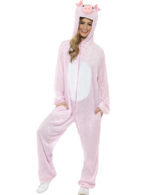 Varken Pig Heren Verkleedkostuum Jumpsuit met hoody. Compleet kostuum voor Carnaval of themafeest. We verkopen nog veel meer crazy animal verkleedkleding voor heren, dames en kinderen. 