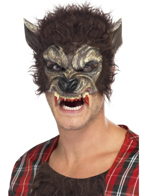 Geweldig masker voor een Halloween of horror feest: Half Weerwolf Gezichtsmasker met haar en tanden. Eten en drinken gaat nog makkelijk! Wij verkopen nog vele andere maskers voor Halloween.