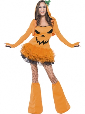 Verander jezelf in een pompoen met deze Fever Pumpkin Tutu Dress! Bij het kostuum zijn inbegrepen: oranje strapless jurkje met afneembare onzichtbare bandjes, opdruk en tutu rokje, oranje jasje met capuchon en lange mouwen en oranje beenwarmers. Ook voor pruiken, netpanty's en vele andere accessoires om je outfit compleet te maken kun je bij ons terecht.