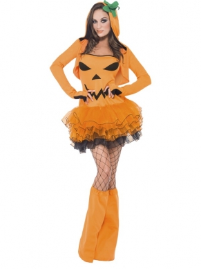 Verander jezelf in een pompoen met deze Fever Pumpkin Tutu Dress! Bij het kostuum zijn inbegrepen: oranje strapless jurkje met afneembare onzichtbare bandjes, opdruk en tutu rokje, oranje jasje met capuchon en lange mouwen en oranje beenwarmers. Ook voor pruiken, netpanty's en vele andere accessoires om je outfit compleet te maken kun je bij ons terecht.