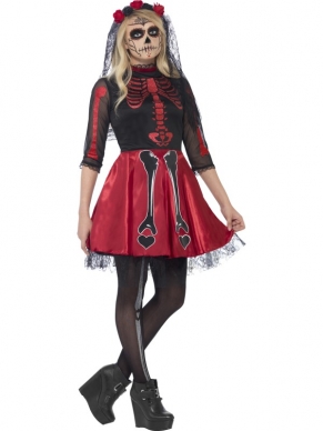 Day Of The Dead Diva Halloween Kostuum