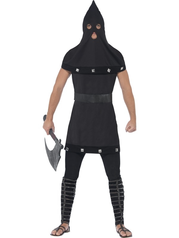 Kies deze Halloween voor dit Dungeon Master Halloween Kostuum! Het kostuum bestaat uit een zwarte tuniek met bijpassende hoofd kap die ook het gezicht bedekt. Ook kun je verschillende wapens, andere accessoires en nepbloed bij ons bestellen.