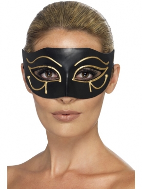 Egyptian Eye of Horus Oogmasker - zwart oogmasker met gouden opdruk.