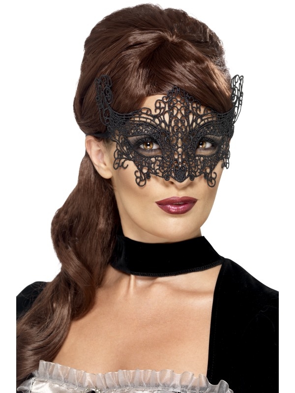 Zwart Filigree Swirl Oogmasker - dit masker kan perfect worden gecombineerd met de verschillende Carnival of the Damned kostuums!
