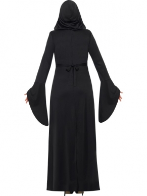 Verkleed jezelf deze Halloween in het Dark Temptress Halloween Kostuum! Het kostuum bestaat uit een rood - zwarte lange jurk met lange uitlopende mouwen en een zwarte cape met capuchon. Wij verkopen ook verschillende accessoires om de outfit compleet te maken.