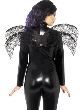 Black Gothic Wings - zwarte opengewerkte Gothic style vleugels.