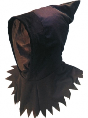 Ghoul Masker - korte zwarte cape met capuchon en Ghoul masker.