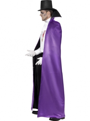 Purple - Black Reversible Cape - paars - zwarte lange cape met hoog opstaande kraag die aan beide kanten kan worden gedragen.