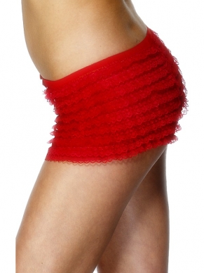 Rood Kanten Onderbroekje met Laagjes - mooi broekje voor onder sexy rokjes en jurkjes. Verkrijgbaar in 1 maat (one size fits most).