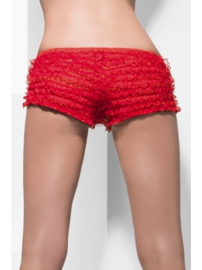 Rood Kanten Onderbroekje met Laagjes - mooi broekje voor onder sexy rokjes en jurkjes. Verkrijgbaar in 1 maat (one size fits most).