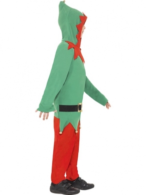 Elf Onesie Kostuum - onesie met capuchon en elf print.