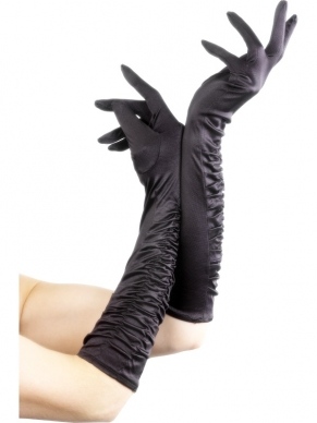 Zwarte Lange Handschoenen - 46 cm lang. Verkrijgbaar in diverse kleuren.