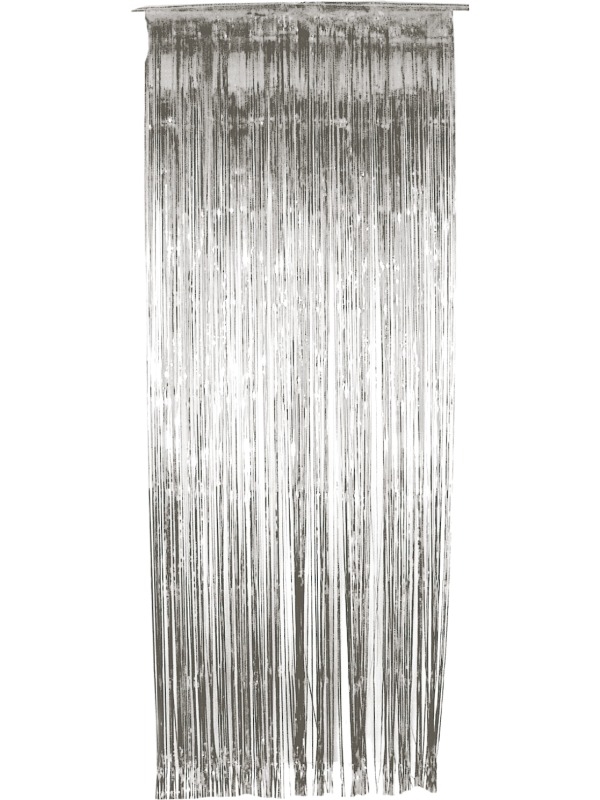 Zilveren Glitter Gordijn - gordijn van lange zilveren glitter slierten (91 x 244 cm). Leuke versiering voor bijvoorbeeld Kerst!