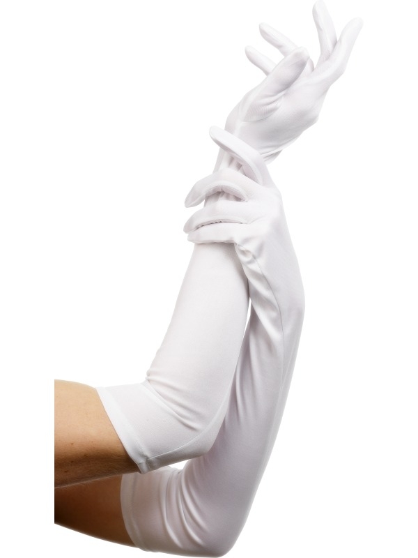 Witte Lange Handschoenen - 52 cm lang tot over de ellebogen. Verkrijgbaar in diverse kleuren.