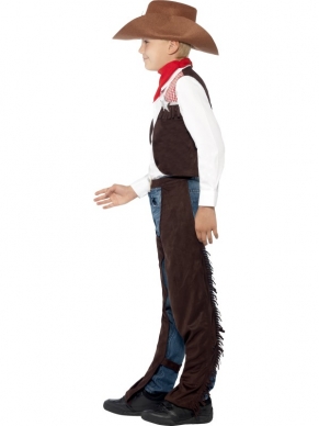Howdy Cowboy!! Ook gek op Toy Story of vind je Cowboys gewoon stoer en wil je er ook 1 zijn? Dan is dit verkleedkostuum echt iets voor jou. Leuke complete verkleedkleding met een gilletje, sjaaltje, chaps en cowboy hoed. 